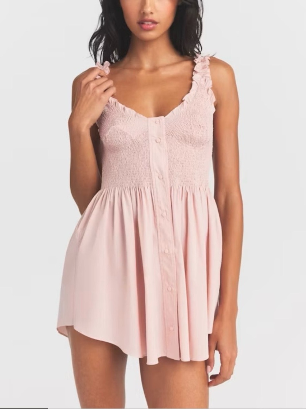 Skims Poplin Apparel Smocked Mini Dress